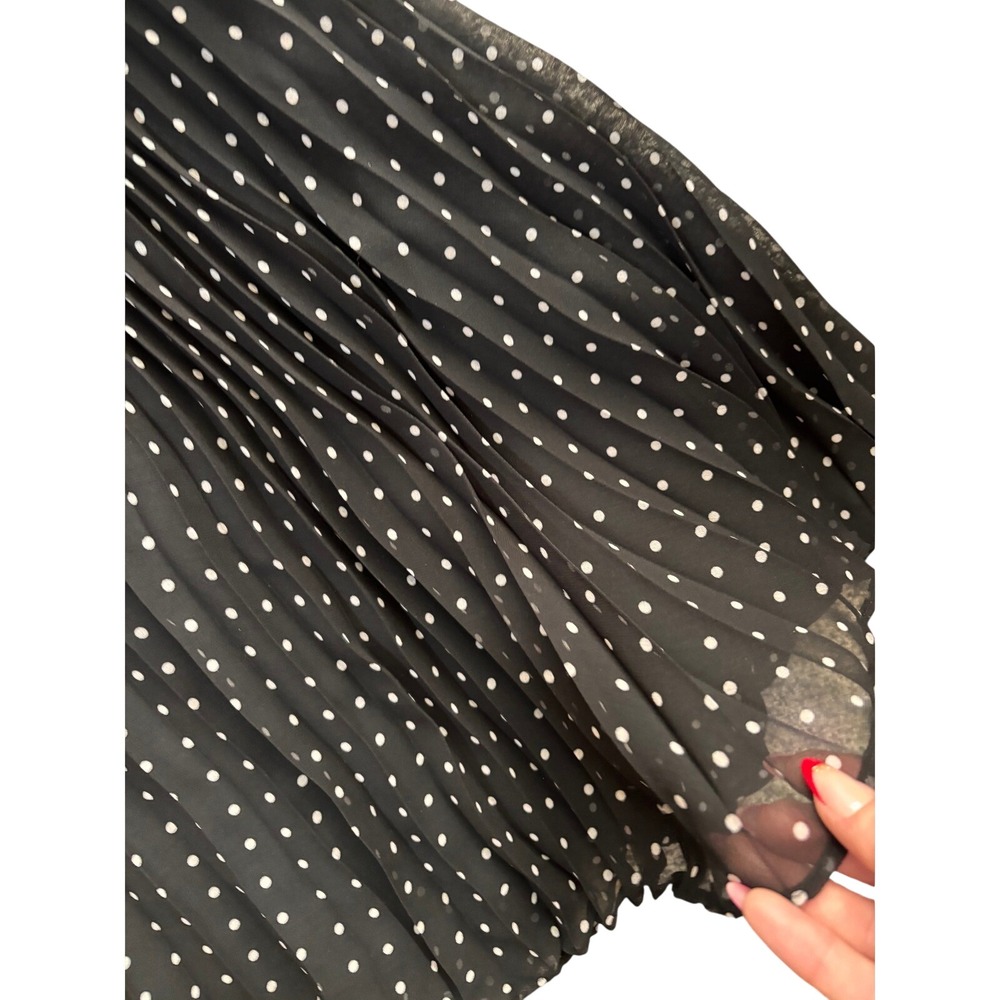 Donna Morgan Polka Dot Strapless Dress Women 6 Black Excellent Pleated Chiffon - Picture 8 of 8